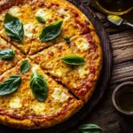 Sourdough Discard Pizza with Golden Crust and Fresh Basil