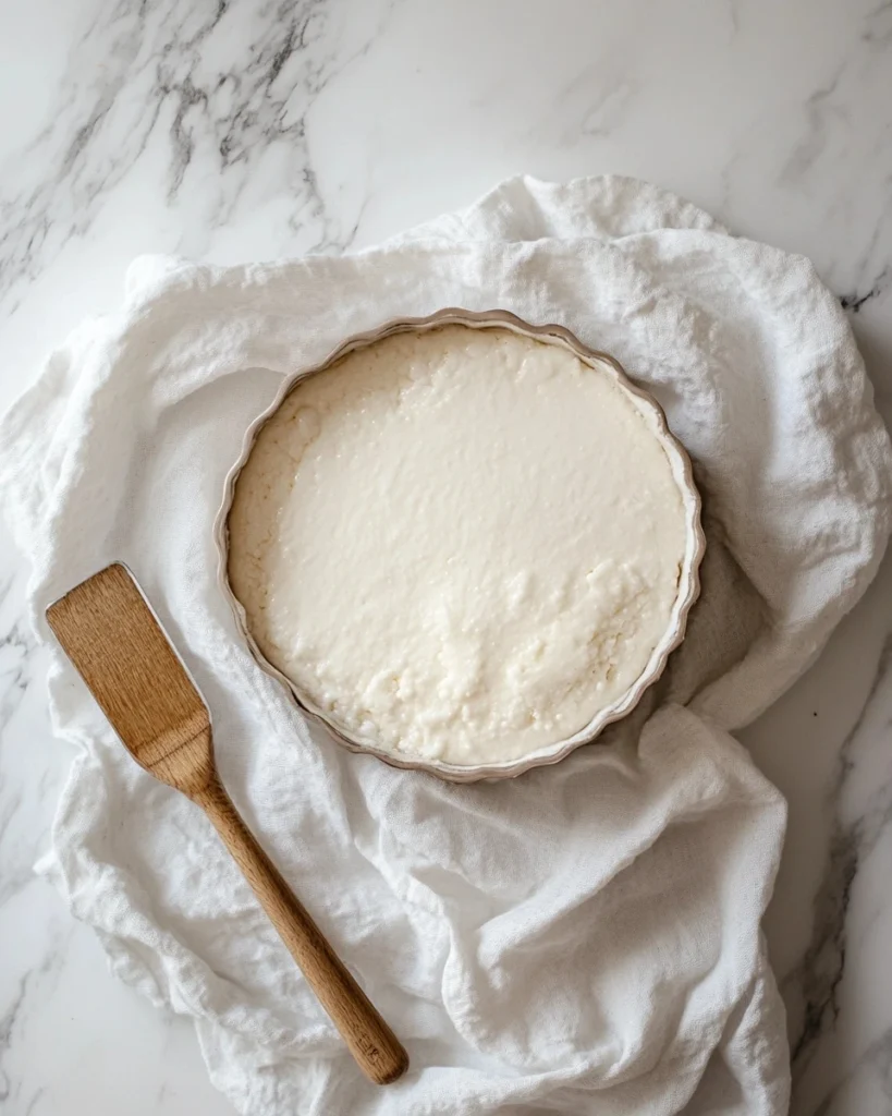 A fully set cloud cake in a round mold, ready to be served as a light and airy dessert option.

