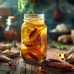 jar of homemade fire cider with garlic ginger citrus peppers Title: Fire Cider Recipe – Spicy Herbal Tonic