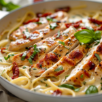 creamy marry me chicken pasta with sun-dried tomatoes and basil