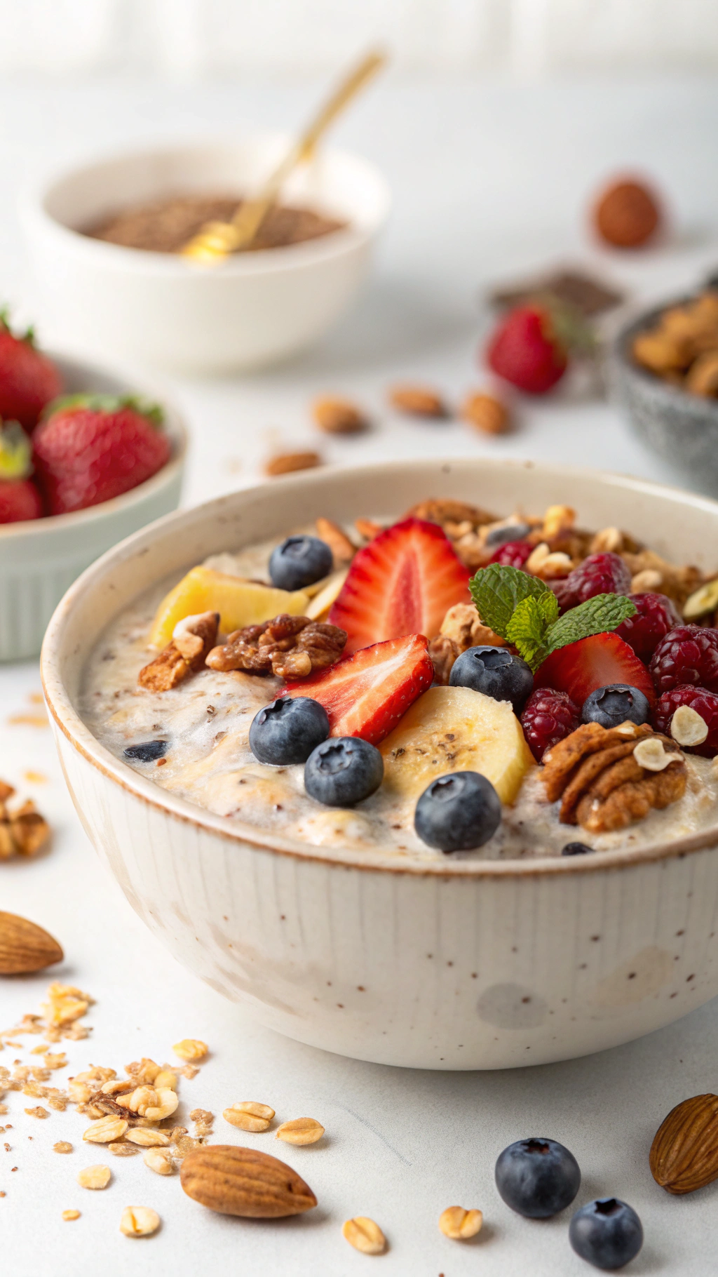 Mixing overnight oats in a jar