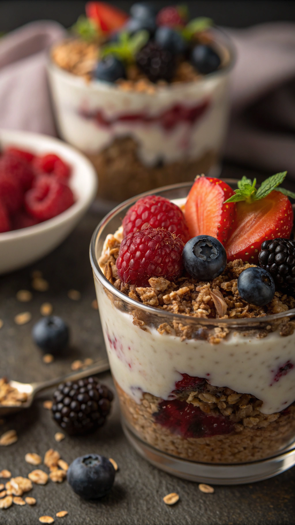 Healthy overnight oats breakfast bowl