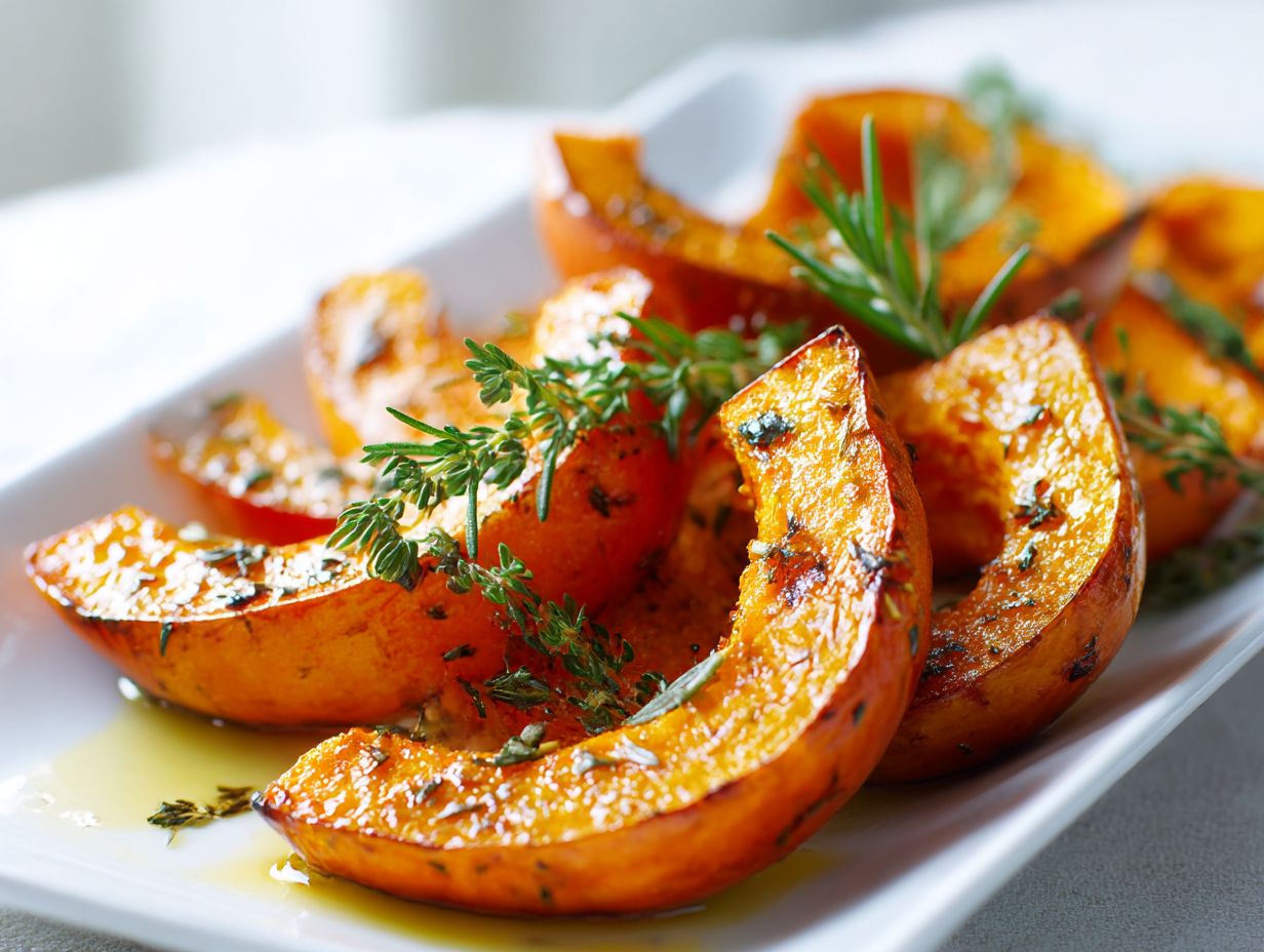 Roasted delicata squash slices with golden caramelized edges