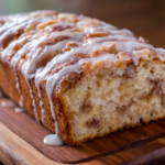 Top-down view of apple loaf cake slices with cinnamon sugar topping