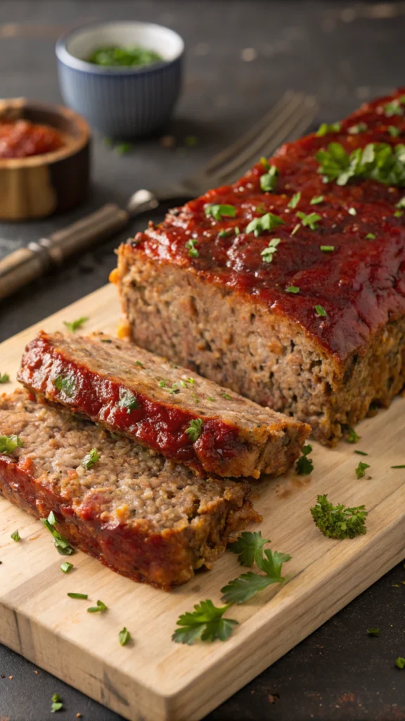 Top-Down Sliced Meatloaf with Extra Glaze