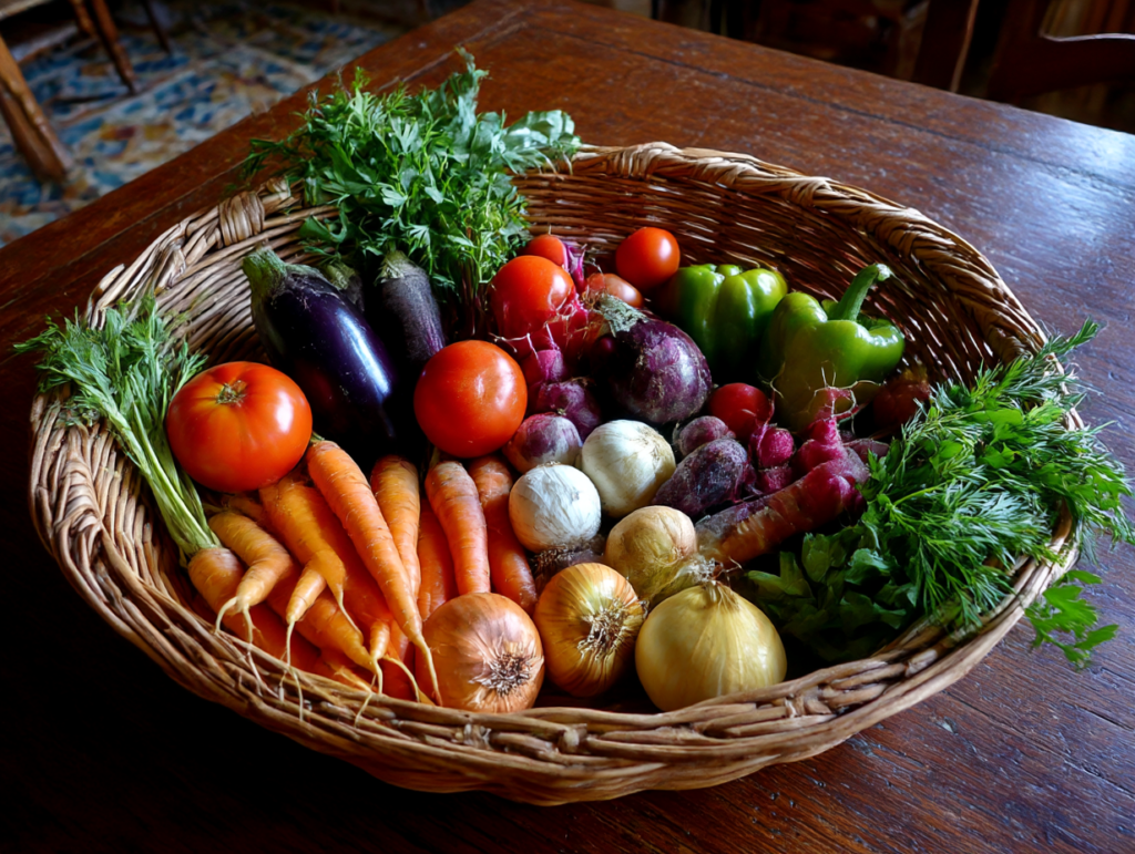Backyard vegetable garden with easy-to-grow plants