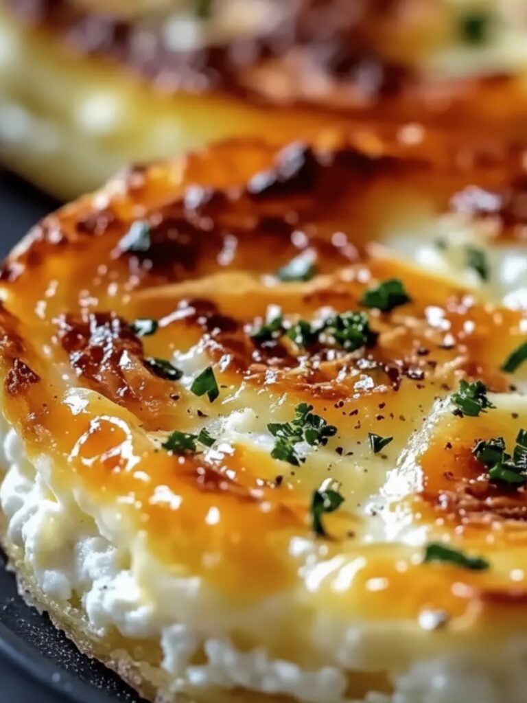 Baked cottage cheese eggs in ramekins with golden tops and chives