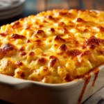Homemade Baked Mac and Cheese with golden crust