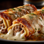 Cheesy Taco Sticks filled with beef and melted cheddar cheese