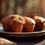 Moist Cinnamon Banana Bread Muffins with two ripe bananas