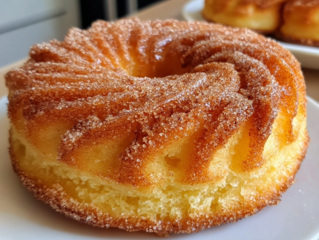 Cinnamon sugar donut muffins on wooden table with cinnamon sticks