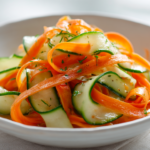 Fresh cucumber and carrot salad with vinaigrette dressing
