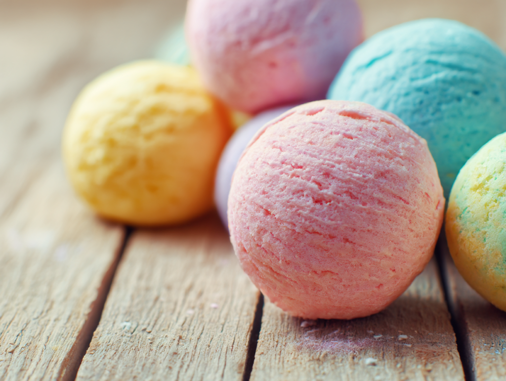 Top view of playdough making setup with tools and ingredients