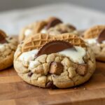 Gourmet peanut butter chocolate cookies topped with peanut butter cups and wafers