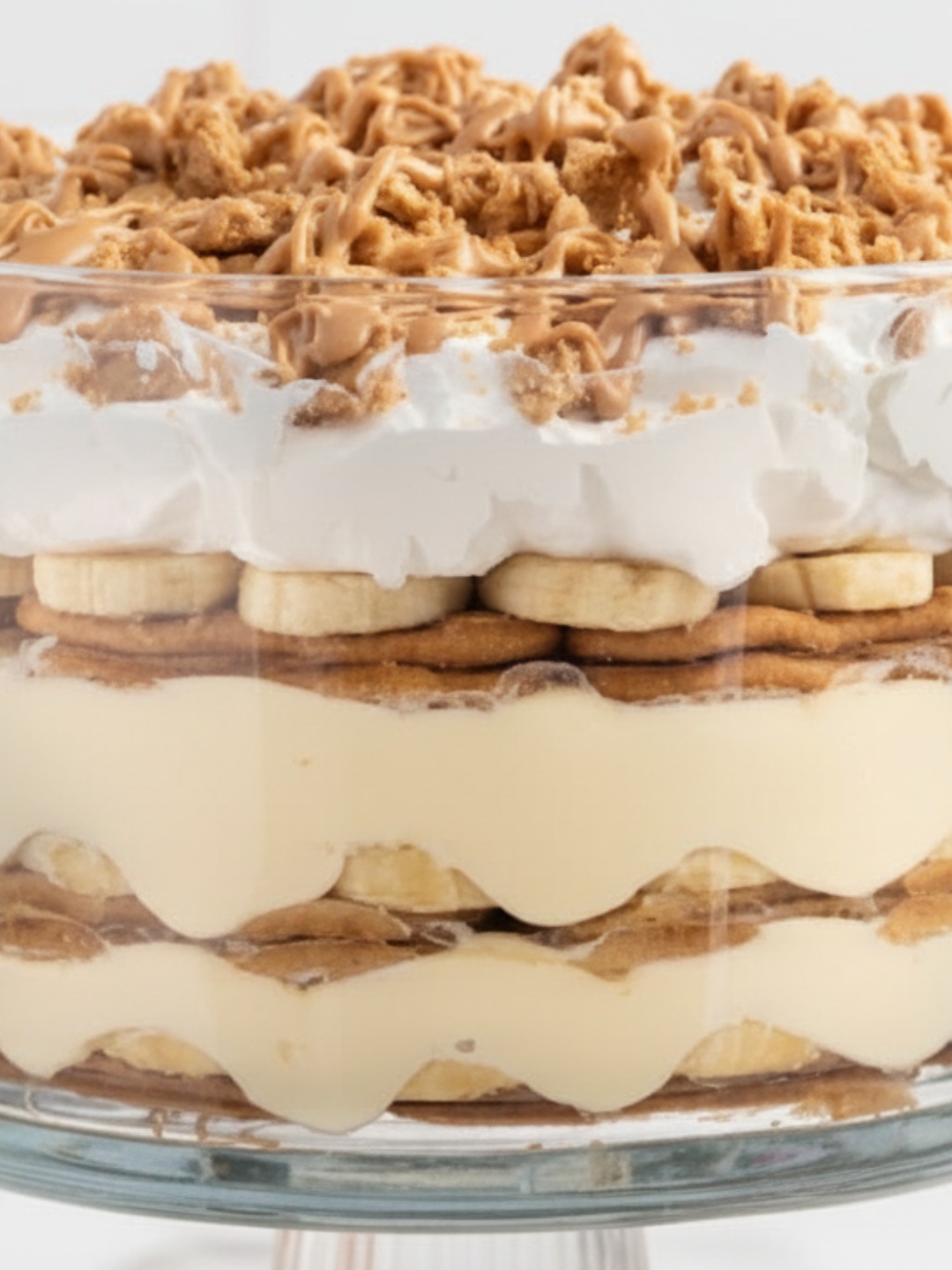 Nutter Butter Trifle with creamy peanut butter layers and cookie topping
