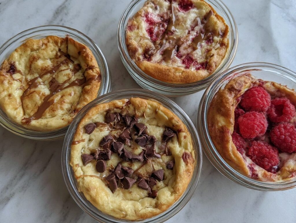 Assorted toppings for protein pancake bowls