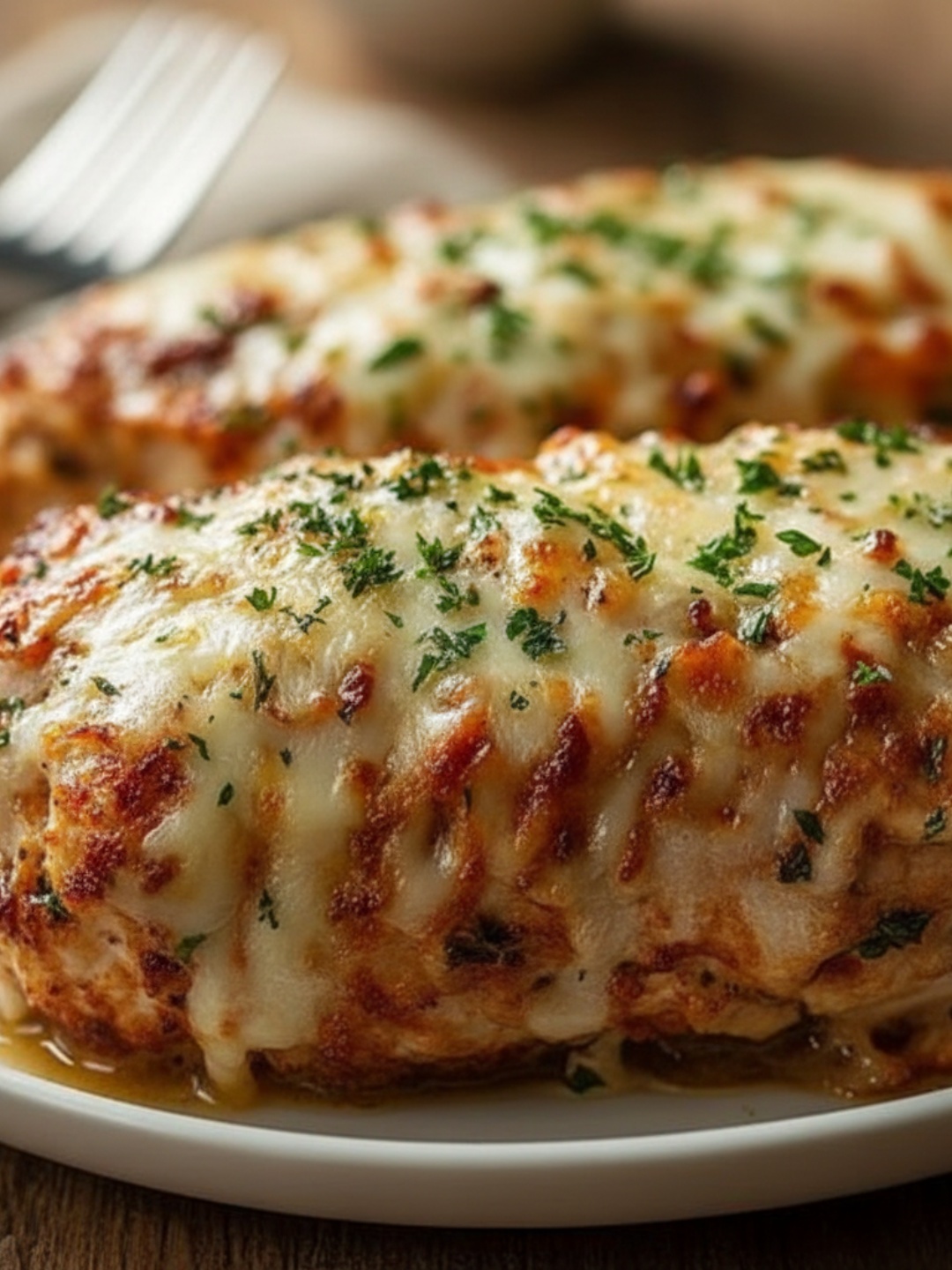 Stuffed Italian Meatloaf with melted mozzarella and marinara glaze