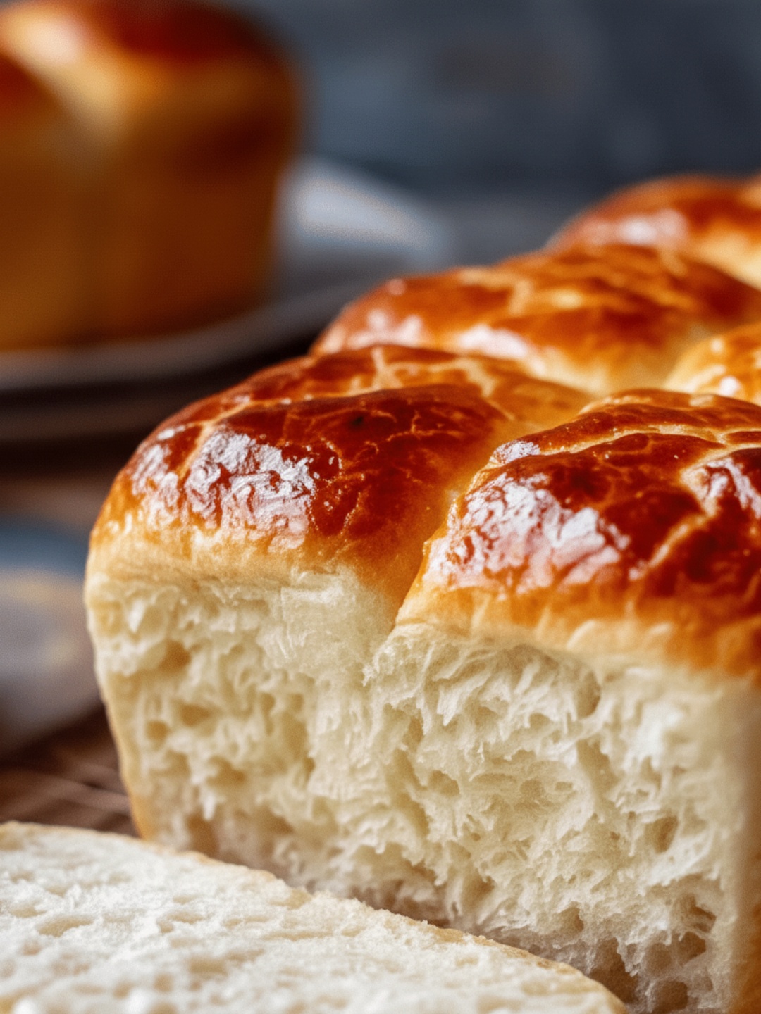 Extreme close-up of golden bread with a crispy crust and soft, airy crumb, highlighted by warm, inviting light.