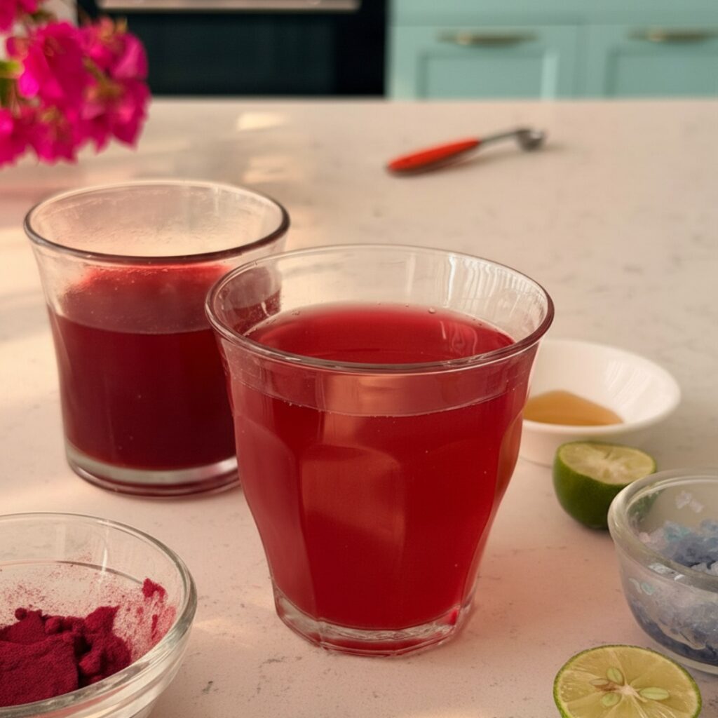 Bowl of blue speckled horse salt surrounded by garlic, chiles, and herbs