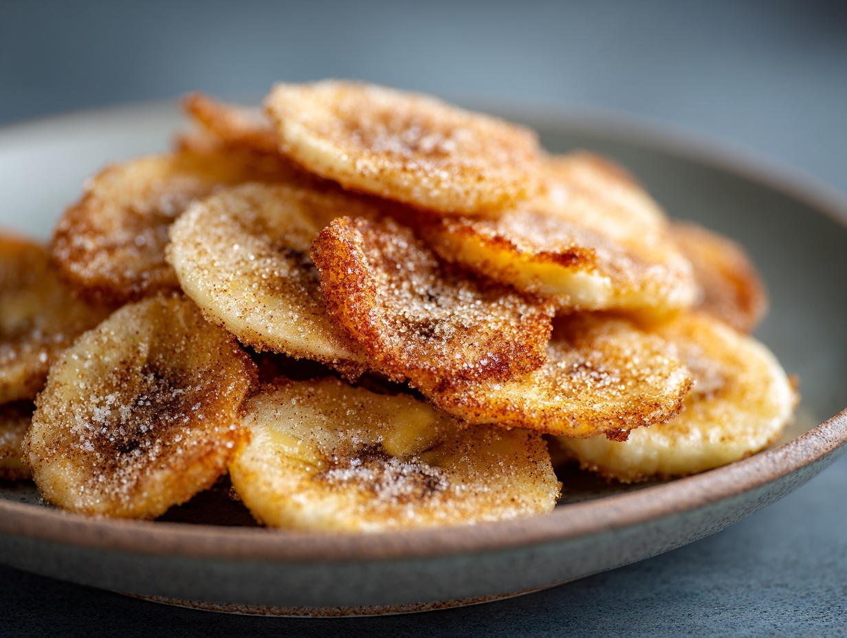 crispy cinnamon sugar banana chips air fryer snack