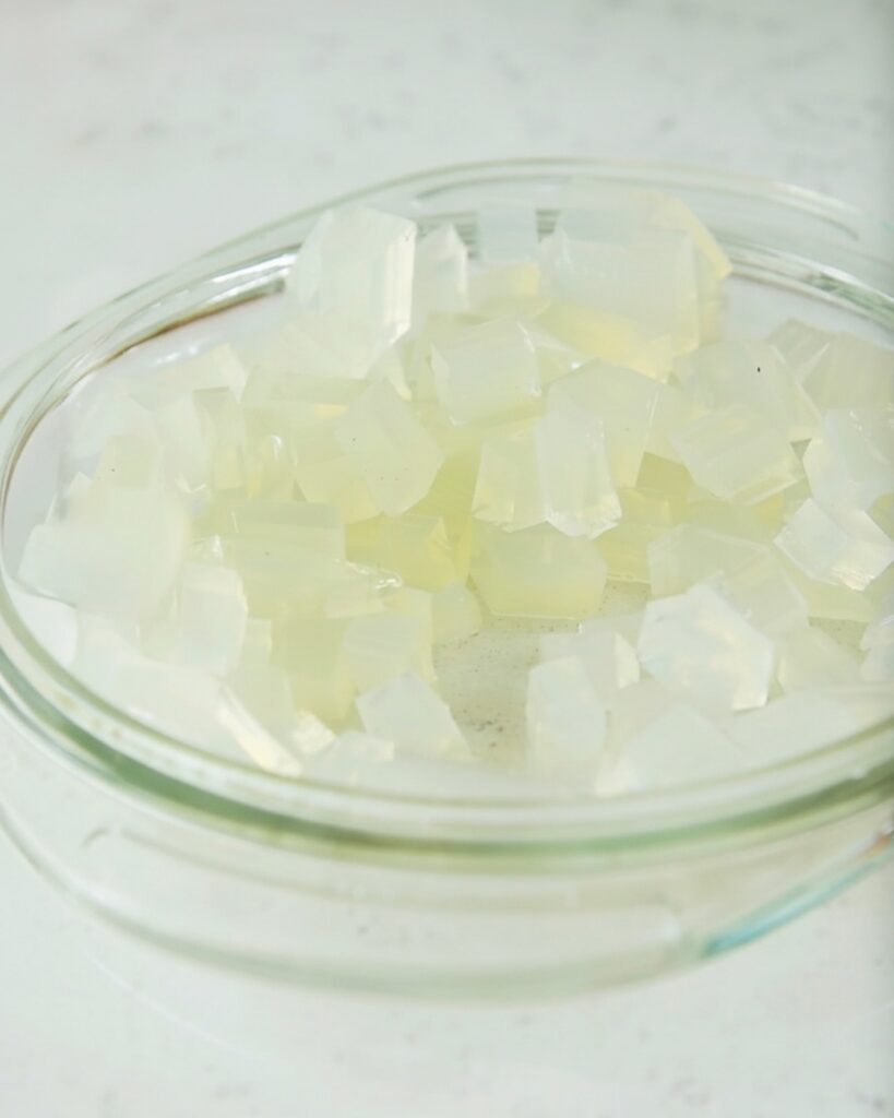 Homemade gelatin cubes prepared using the gelatin trick for weight loss