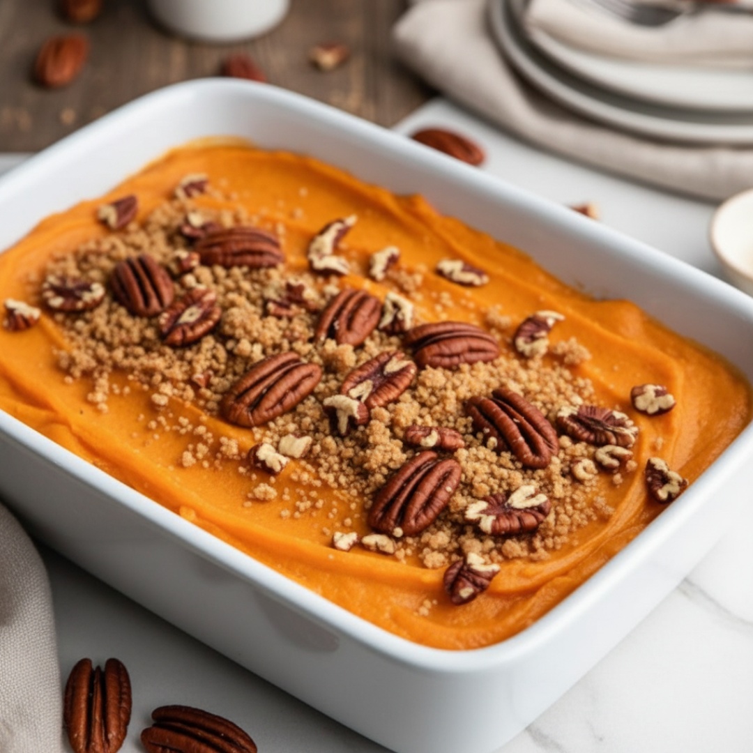 Ruth Chris sweet potato casserole with pecan topping