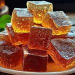 Fire-Kissed Cinnamon Glass Candy with glossy red shards