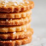 French salted butter cookies on white marble