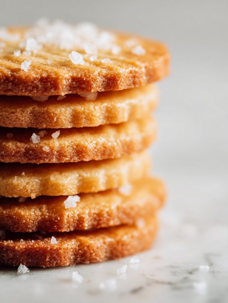 French salted butter cookies on white marble