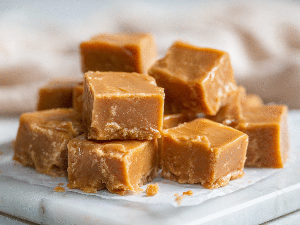 Low carb cream cheese peanut butter fudge sliced into squares