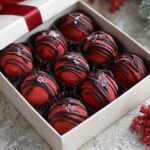Red velvet truffles with chocolate coating