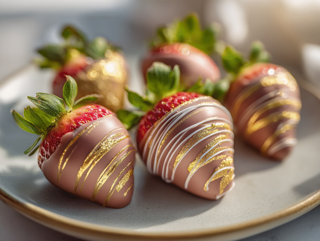 How to make rose gold strawberries with white chocolate