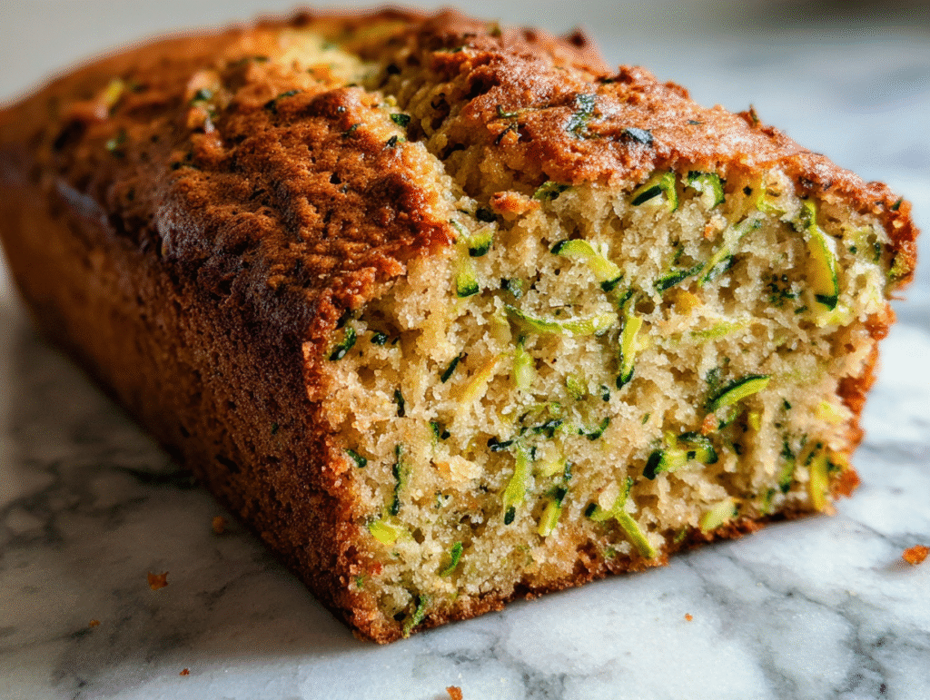 Moist snickerdoodle zucchini bread with cinnamon swirl