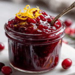 Rustic farmhouse bowl with cranberry sauce and orange zest in Magnolia Christmas style.
