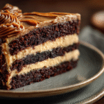 Capricorn Cake with dark chocolate layers and caramel cream filling