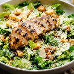Ceaser salad ideas with romaine lettuce, grilled chicken, and Parmesan