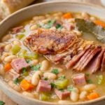 Classic ham and bean soup with tender beans and smoky ham