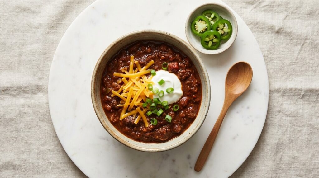 easy crockpot chili recipe with beans in a bowl