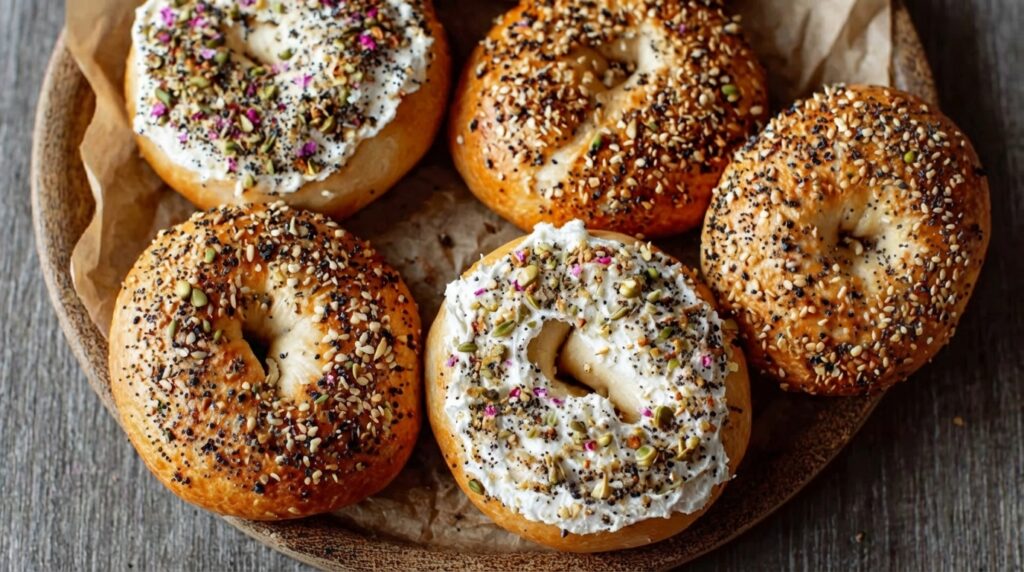 Protein bagels with Greek yogurt baked until golden brown
