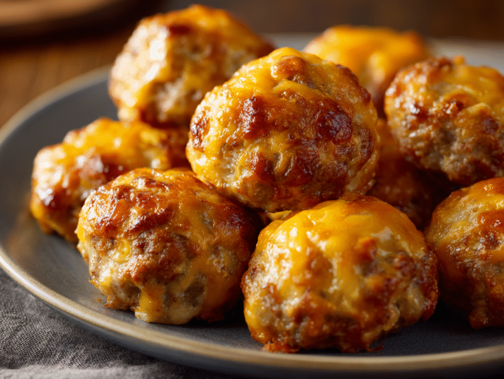 Iowa party bites made with sausage and cheddar cheese