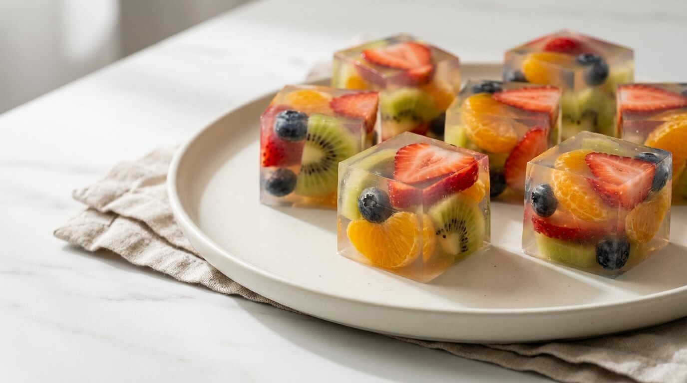 Kanten jelly recipe made with agar agar and fresh fruit