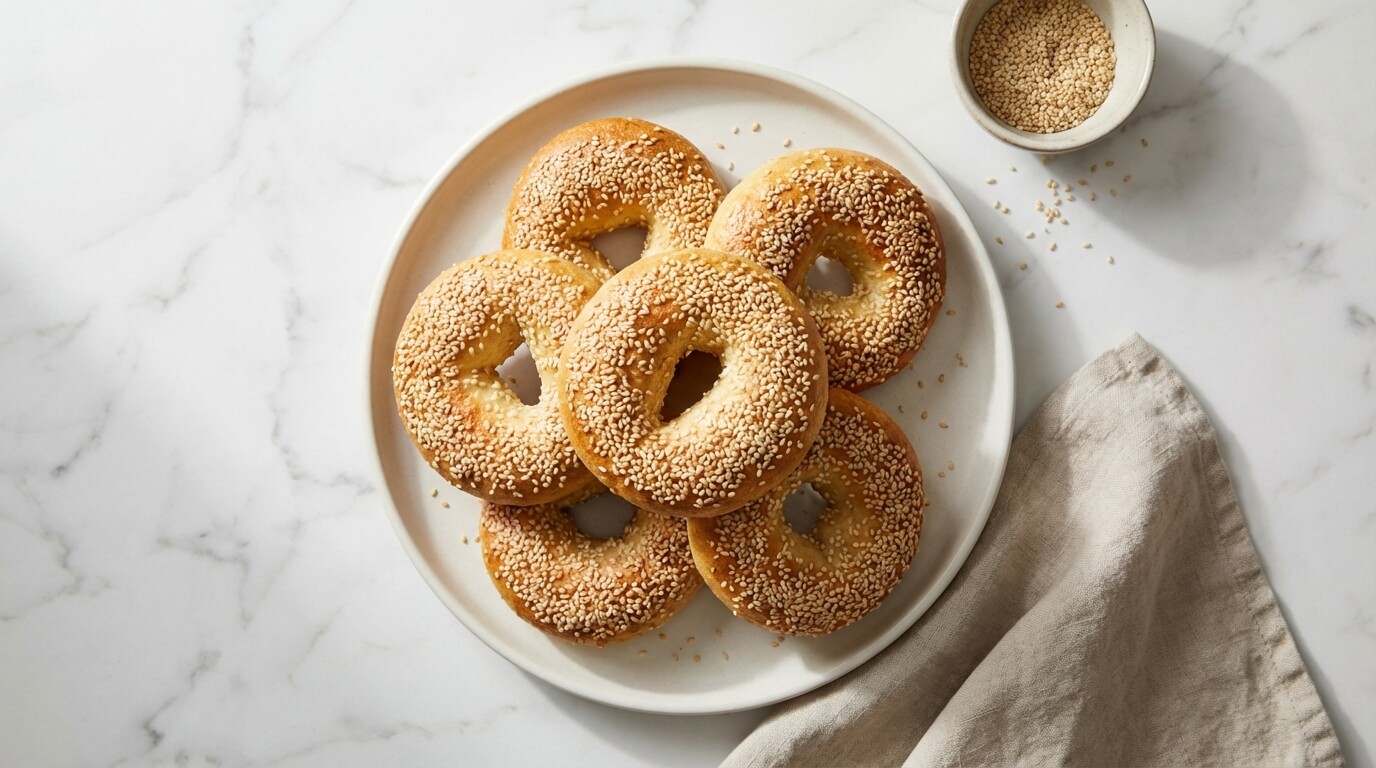 Protein bagels with Greek yogurt baked until golden brown