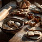 Salt dough recipe dough rolled out with cookie cutters for crafts