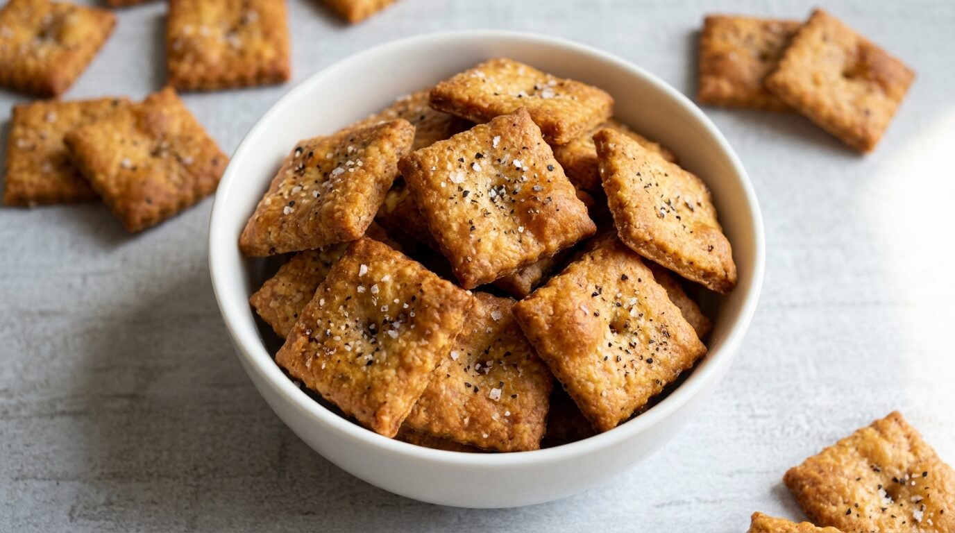 Crispy sourdough cheez its made with sourdough discard and sharp cheddar cheese