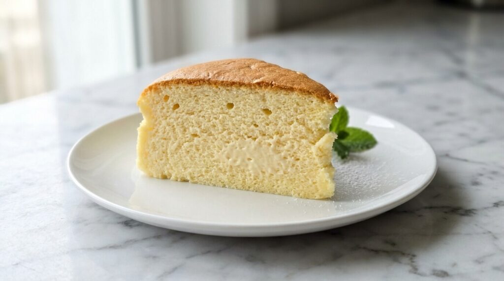 Greek yogurt Japanese cheesecake slice