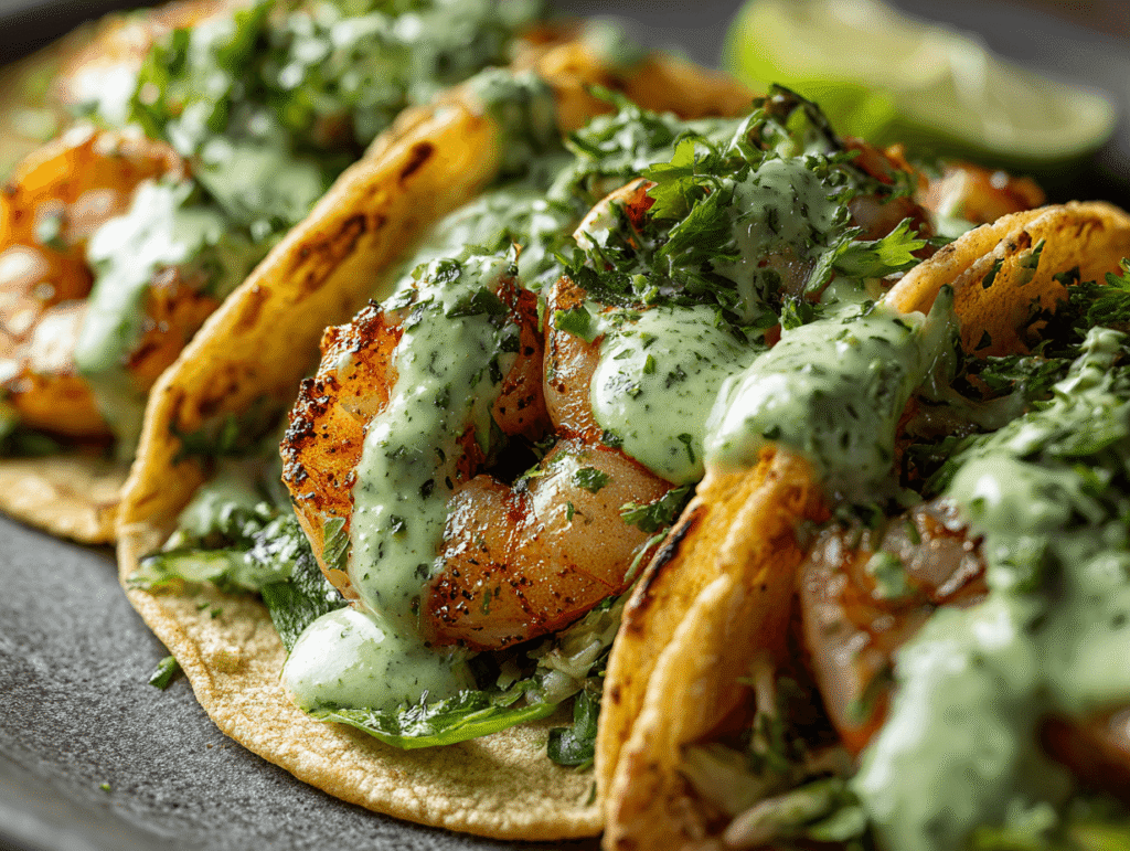 green goddess tacos with creamy herb sauce