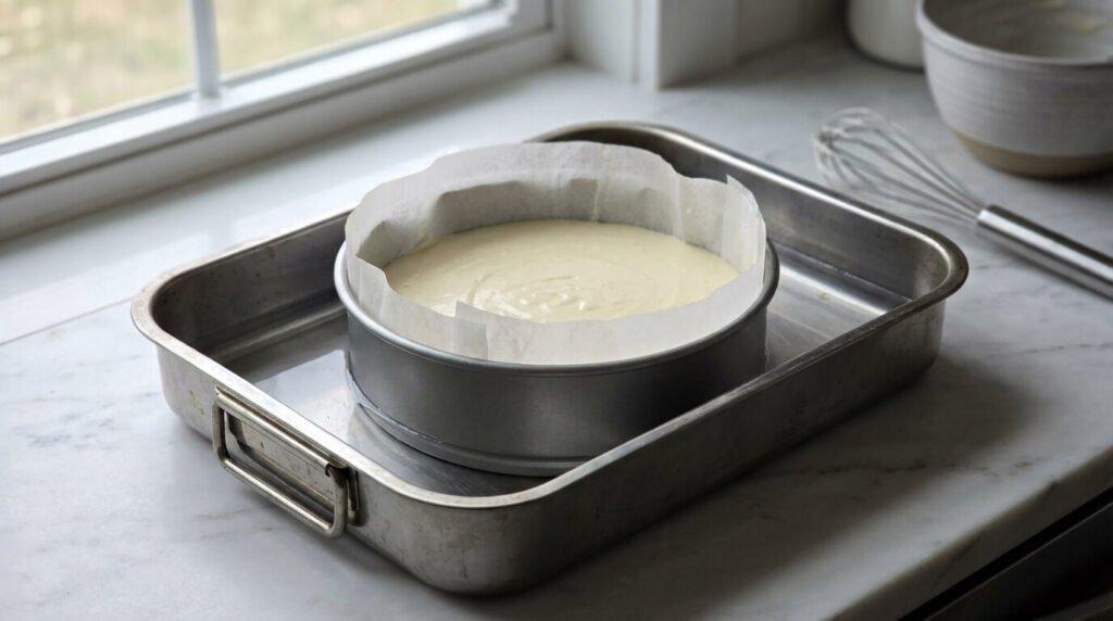 Japanese yogurt cheesecake water bath