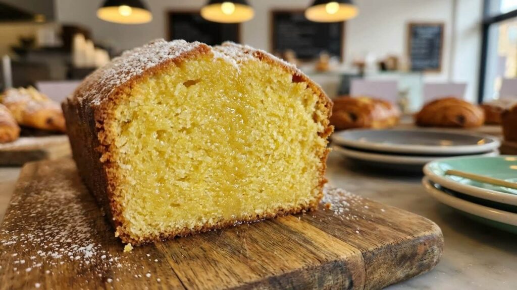 Lemon glaze finishing a bakery-style Meyer lemon loaf