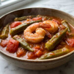 Stewed okra and tomatoes Southern style